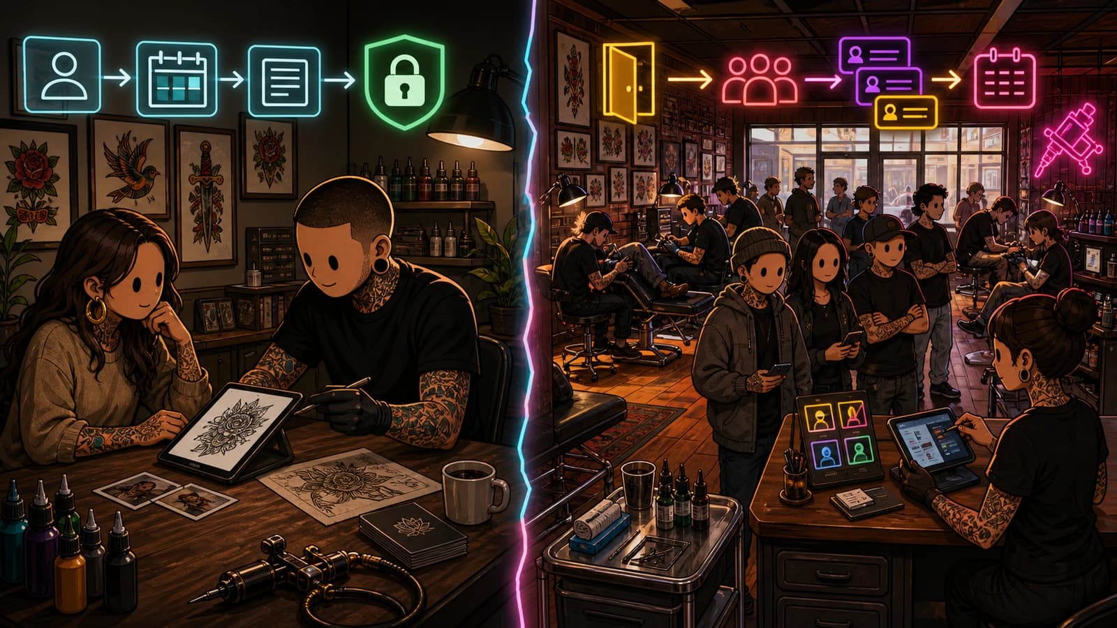Private Studio vs Walk-In Shop Booking Workflows