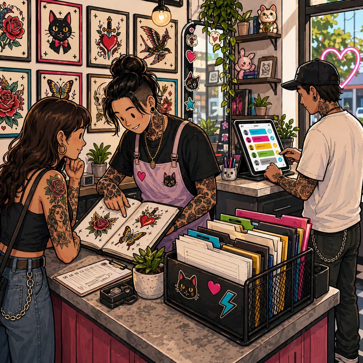 Square LVL2 campaign art showing a convention booth overview with workflow cards