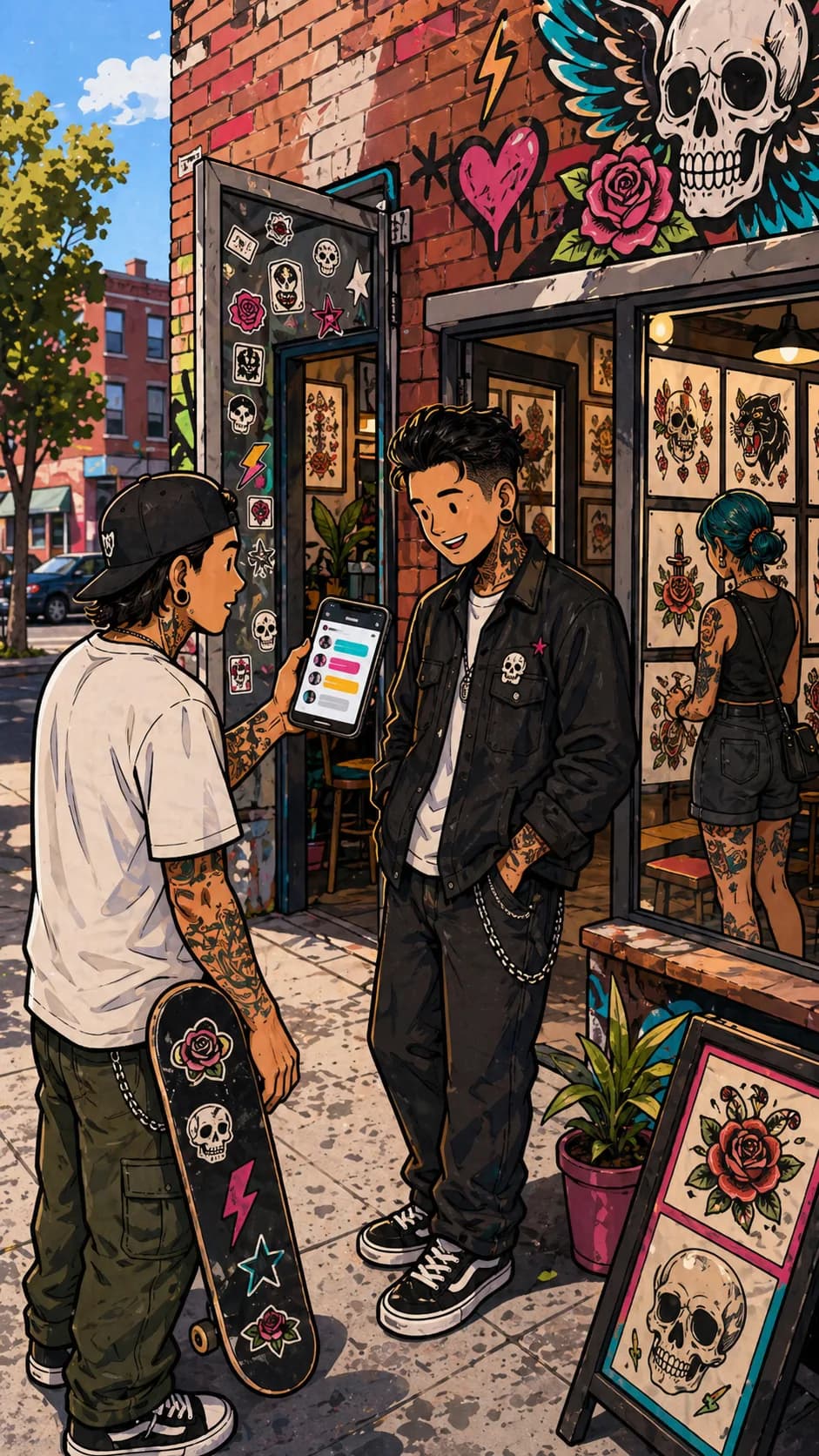 Vertical LVL2 campaign art showing open-air island shop operations